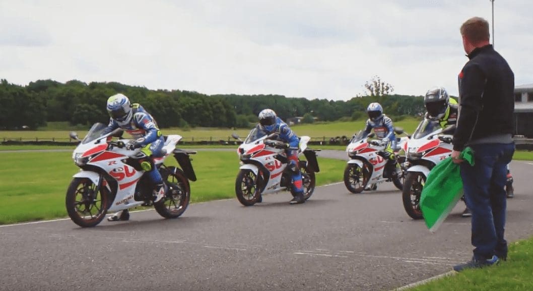 VIDEO: Check this out! Suzuki’s SECOND All-Star 125 RACE. BSB, WSB riders messing about on Suzuki GSX-S125s at Bruntingthorpe.
