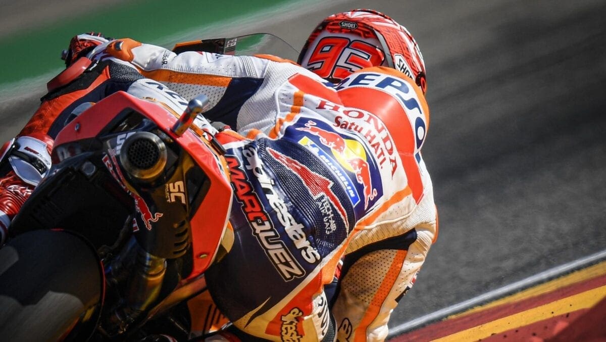 MotoGP: Championship leader Marc Marquez takes POLE at Aragon.