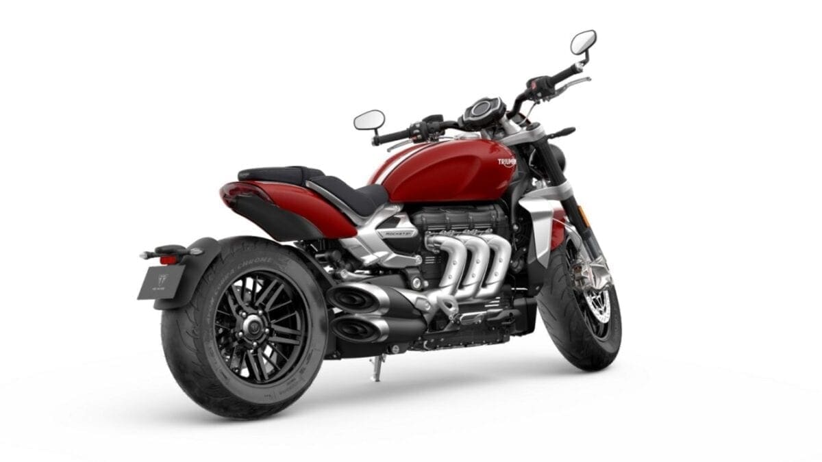 And this is the 2020 Triumph Rocket 3 motorbike in Korosi Red.