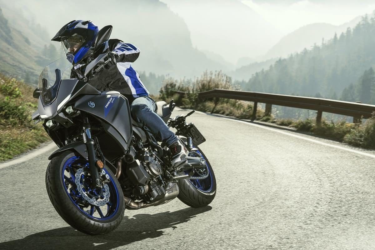 Yamaha's new Tracer 700. Riding shot of the Japanese factories latest mini- sport tourer motorcycle.