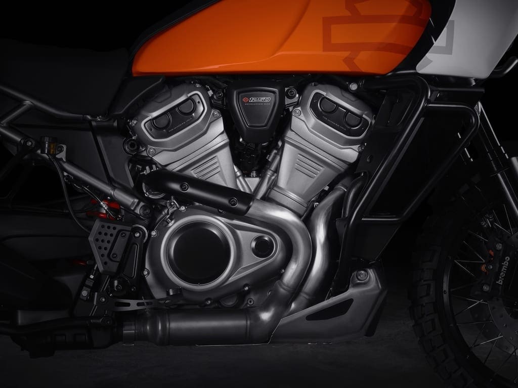 The Revolution Max engine. Narrow and able to deliver some punch, according to the American bike builder. 