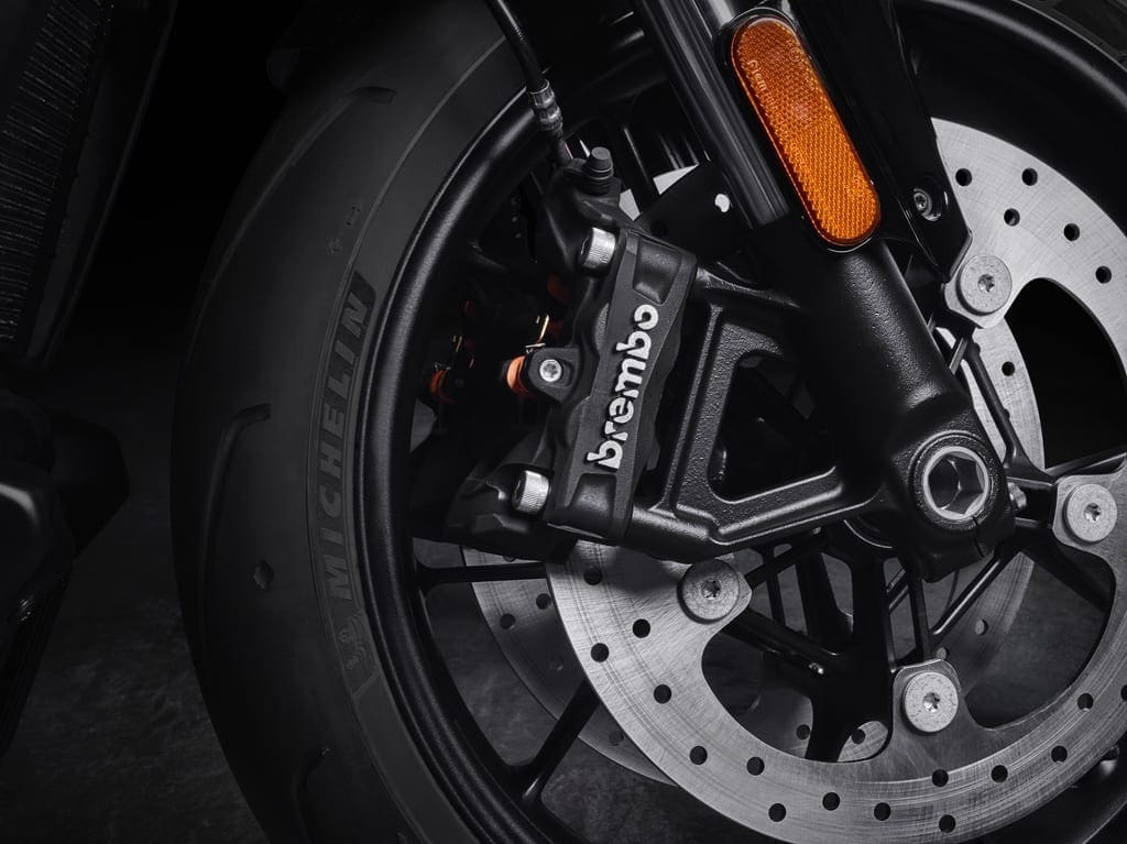 A newly-developed caliper from Brembo just for the two new motorcycles from Harley-Davidson.