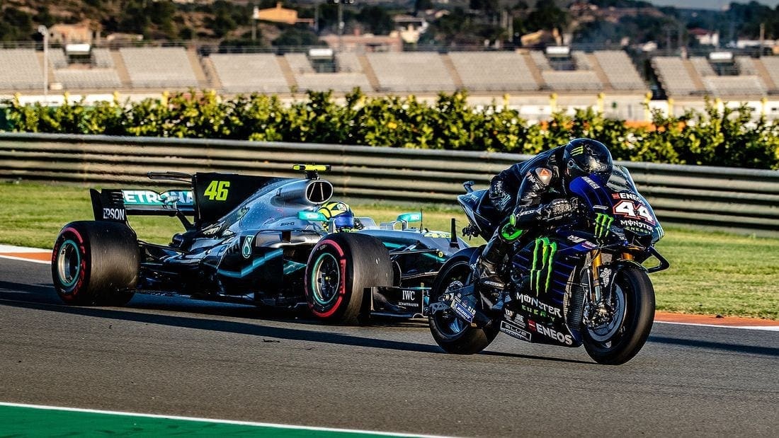 Valentino Rossi and Lewis Hamilton’s MotoGP and F1 swap at Valencia. HERE’S 26 AWESOME PHOTOS AND A VIDEO TOO.