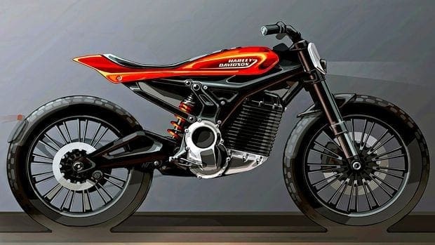 OFFICIAL: Design drawing of Harley-Davidson’s ELECTRIC flat tracker motorcycle.