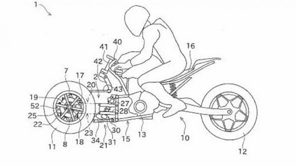 Kawasaki patents a three-wheeled motorcycle