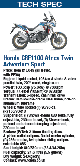 Honda CRF1100 Africa Twin Adventure Sport Tech Spec