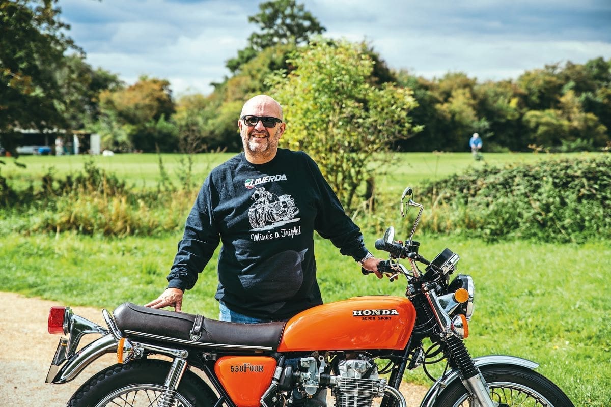 Dave standing behind the Honda CB550 Four