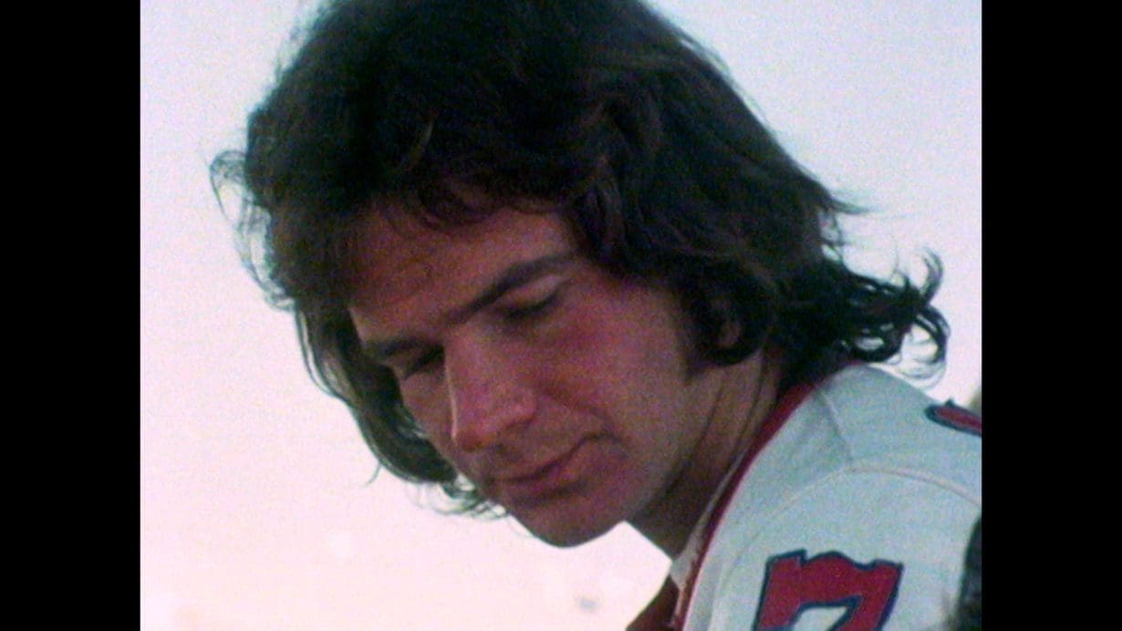 2023 Barry Sheene film close up of Barry Sheene