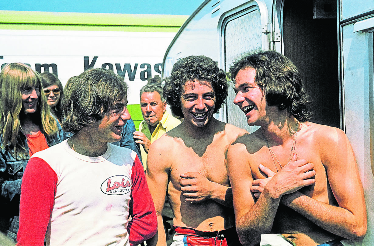 The boys are back in town. Sheene, Johnny Cecotto, and Cecotto's younger brother Jose (left). Having fun was as important to Barry as the racing.