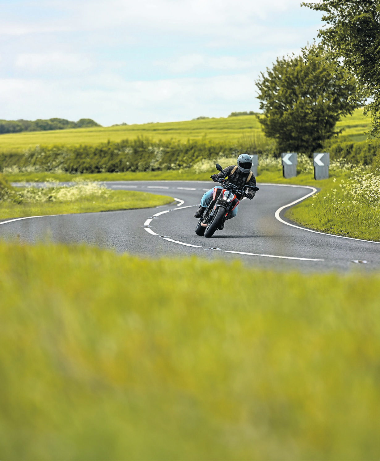 Photo of rider with a full-face motorcycle helmet