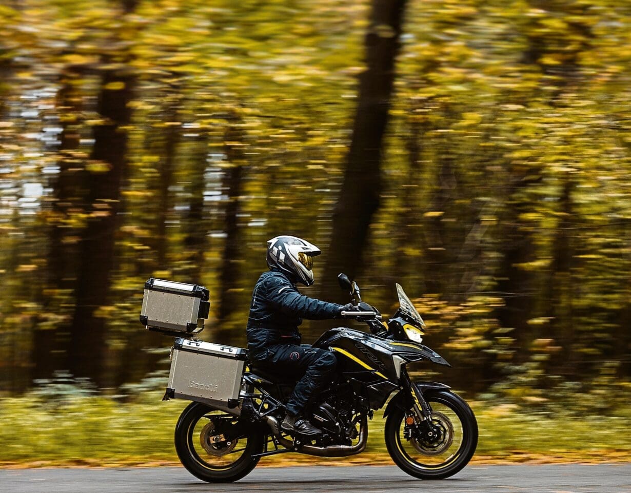 Motorcycle with hard luggage