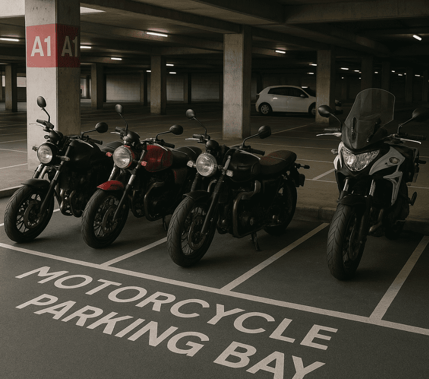 Motorcycle parking bay