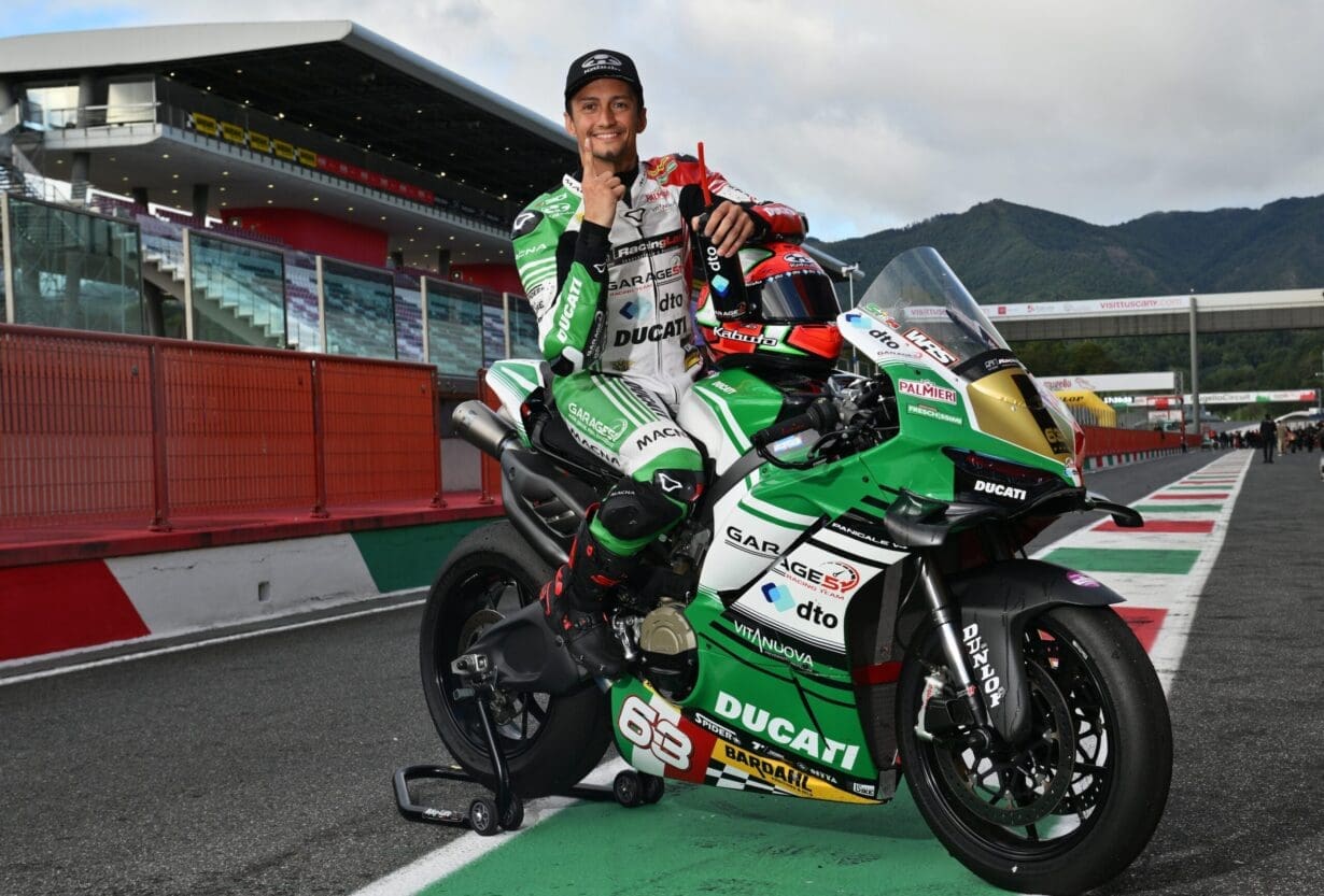 The Panigale V4 was taken to victory by Davide Stirpe, three-time Italian Supersport champion and Ducati test rider for production bike development
