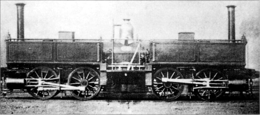 The second double Fairlie – Mountaineer – was built in 1866 by James Cross of St Helens. It was operated for a short time on the Neath & Brecon Railway, but like the first ordered by the line, The Progress, proved unsuccessful.