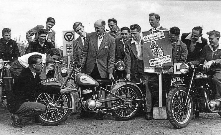 1965 and arigid-framed Bantam is at the forefront during a publicity session for the RAC/ACU training scheme.