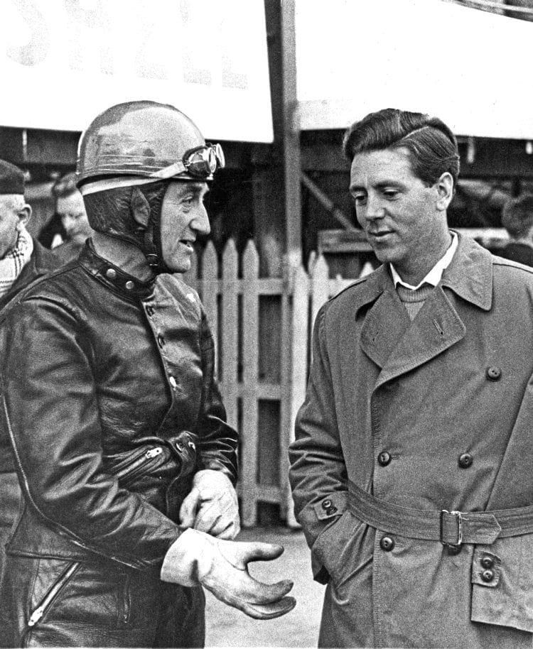 018-letters-01-2 Stanley Woods and Geoff Duke having a chat at the TT in 1957