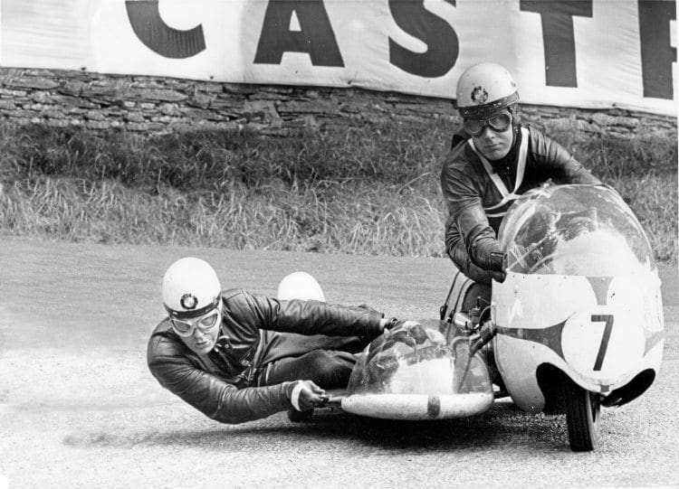 News from the Island 1960s style. - Max Duebel and Emil Hoemer head for sidecar victory in the 1965TT.