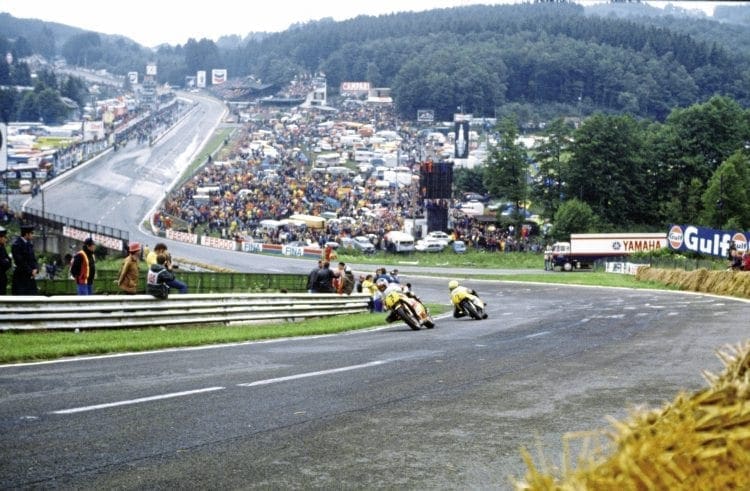1979 Belgian Grand Prix - Barry Sheene and Kenny Roberts do battle.