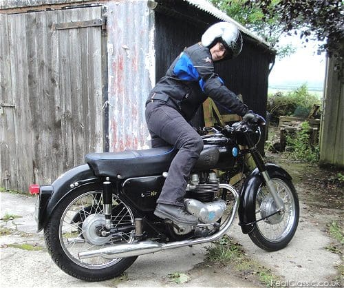 An AJS, restored the other way. What could possibly go wrong? And is that a spot of oil unde the sump?...