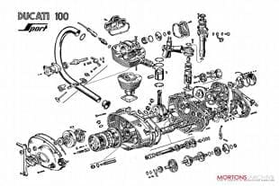 Ducati 125 motorcycle engine artwork