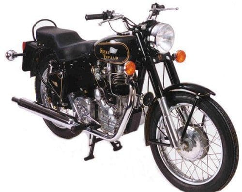 A Royal Enfield which may or may not be like the one Emm has just ridden home.