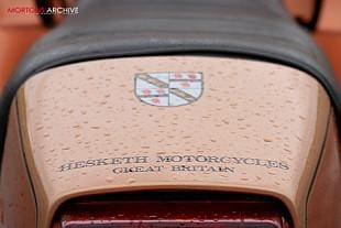 Hesketh Vampire v-twin motorcycle tailpiece with badge