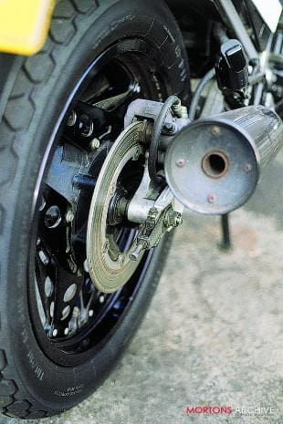 Honda VF motorcycle rear silencer and brake