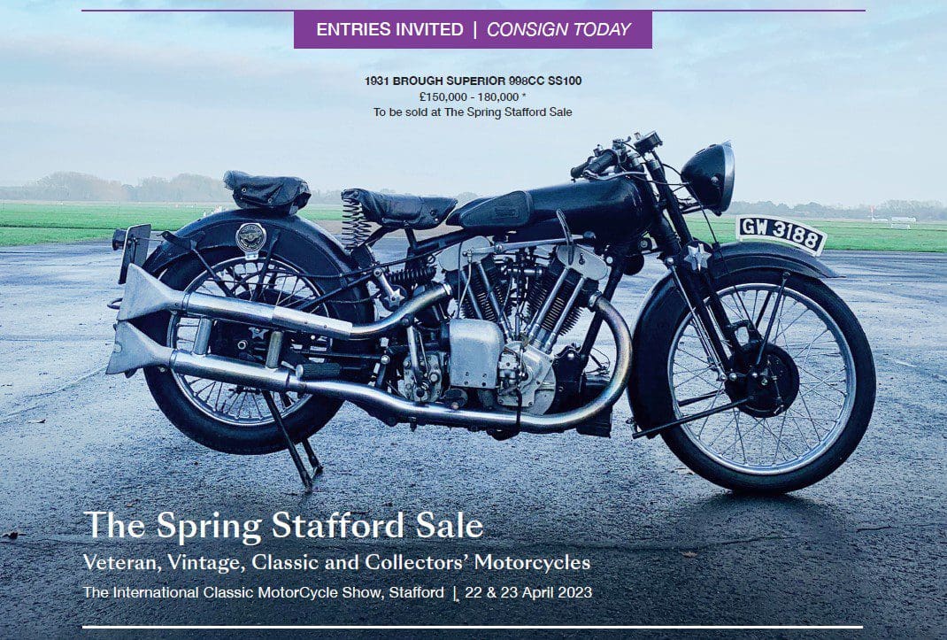 1931 Brough Superior 998CC SS100 to be sold at the Bonhams Spring Stafford Sale