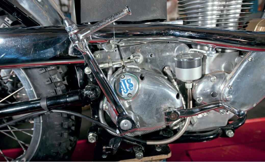 : Ace comp bike builder Wally Wyatt really went to town on  what would become Jackson’s last works AJS,  and the bike bristles with special features