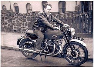 Johnnie Sawyer on his Vincent Super D Black Shadow