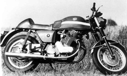 You can tell the first 750 by its humpy tank and knee pads, Grimeca brake, Bosch headlamp and Smiths instruments. Cap'n Minton test rode this very one in September 1970