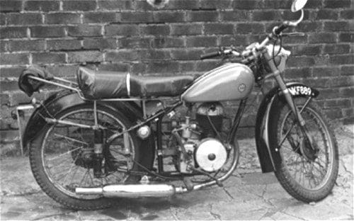 The 'Oddity'. Villiers 197cc engine clamped to the Bantam frame with home made brackets. Where did that silencer come from?