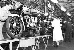 T120 Triumphs on assembly line at Meriden factory