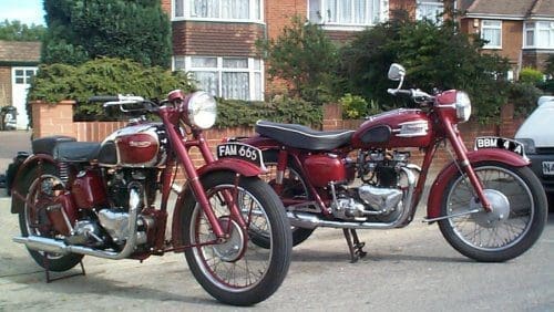 Winnie and Daisy. Triumph must have bought *a lot* of that maroon paint...