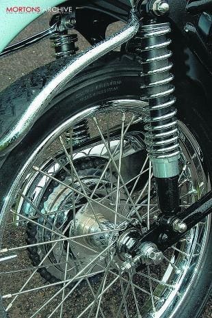 1955 Triumph Trophy rear wheel and shock absorber