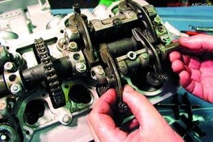 Adjusting the valve clearances on a motorcycle engine