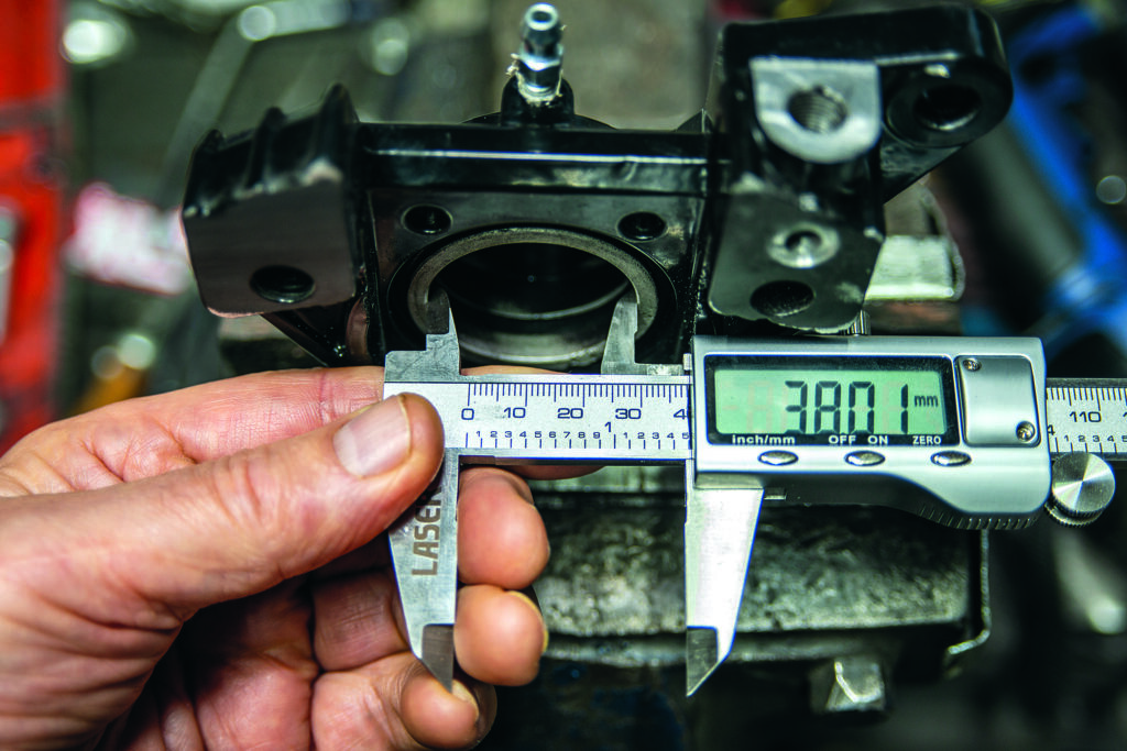 Checking the inside diameter of a Brembo caliper from a Guzzi, MK1 LeMans
