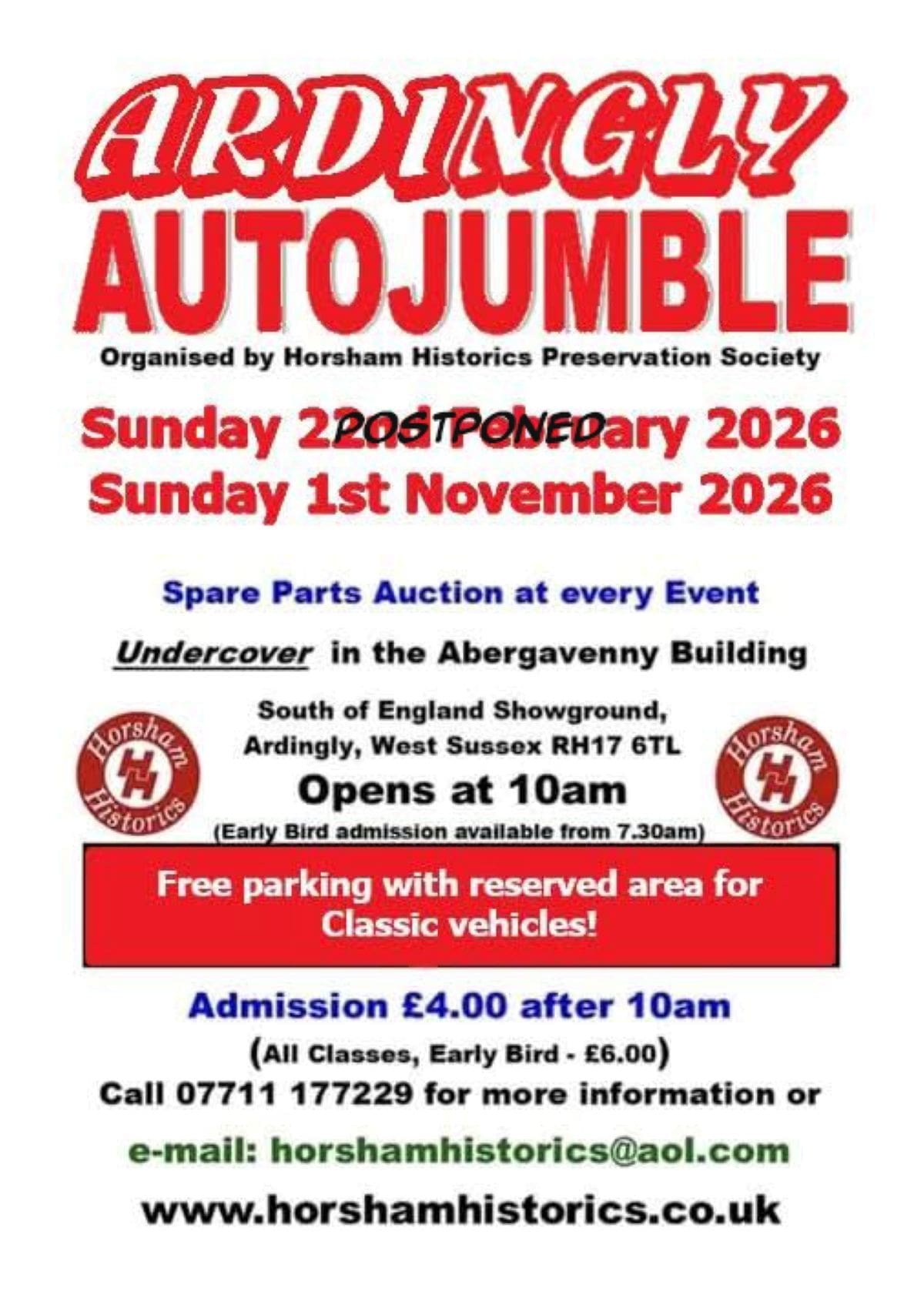 Rescheduled: Horsham Historics autojumble