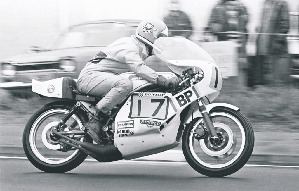 Martin Sharpe on his way to victory in the 1976 North West 200 aboard a Sparton.