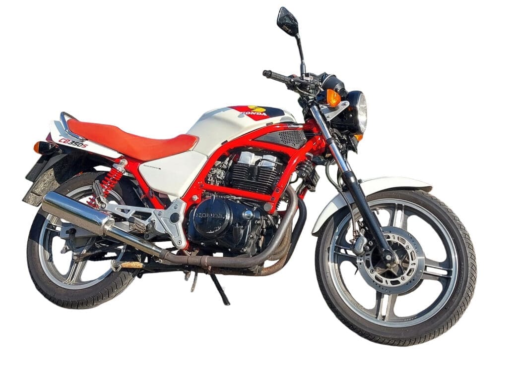 1986 saw the perimeter-framed CB350S, a design which has aged rather well.