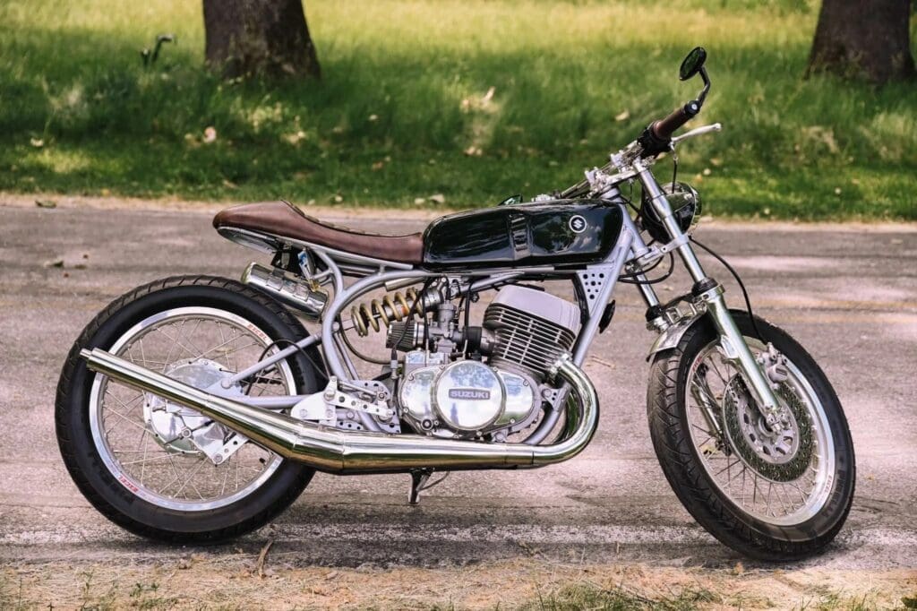 The reliability and cheapness of the GT500 has led to a number being transformed into café racers, although this build takes that a step further.