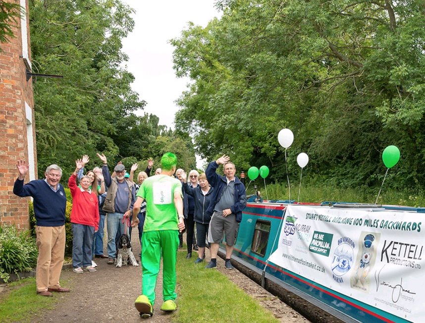 Stuart sets off on the walk to raise money for charity