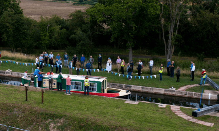 First boat through Grantham Canal lock for 90 years