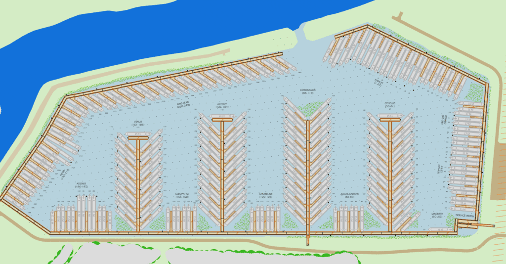 Shakespeare Marina 250 berth plan