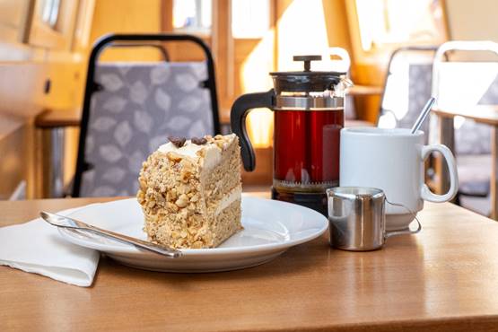 Coffee and Cake aboard 'Electra' on the Grand Union Canal