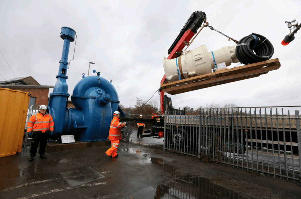 The old and the new – the blue ‘snail pump’ was in use from 1963-2000.  Its 2021 equivalents replace a more recent sent of pumps.