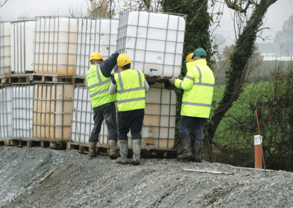 Ninety of the water-filled IBC tanks have now been removed.