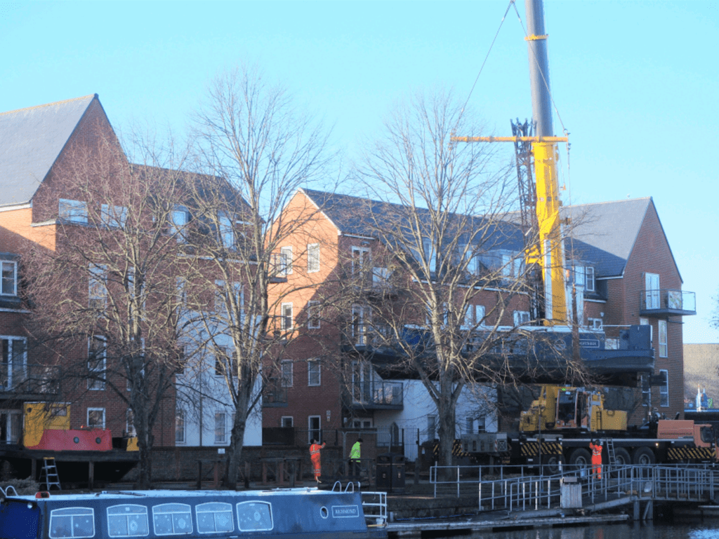 Trip boat Kingfisher is lifted out for its biennial inspection. PHOTO: JANET OSBORNE