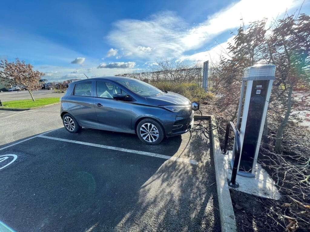 One of the new electric vehicle charging points at Aqueduct Marina.