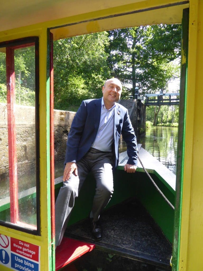 Andrew on the bow of JJ at Brewhurst Lock